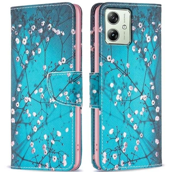 Чохол з малюнком Deexe Color Wallet для Motorola Moto G54 / G54 Power - Plum Blossom