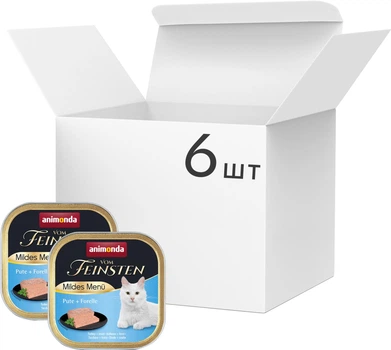 Упаковка вологого корму для котів Animonda Vom Feinsten Adult Turkey + Trout для котів з індичкою та фореллю 100 г х 6 шт (2700000032046)