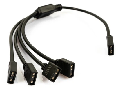 Кабель Сплиттер 5V 3PIN ARGB LED Strip Connector 1 -> 4 удлинитель 30см (788225944-1) Черный