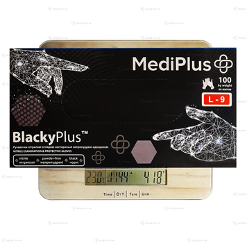 Нітрилові рукавички MediPlus, щільність 3.3 г. — чорні BlackyPlus (100 шт.) L (8-9)