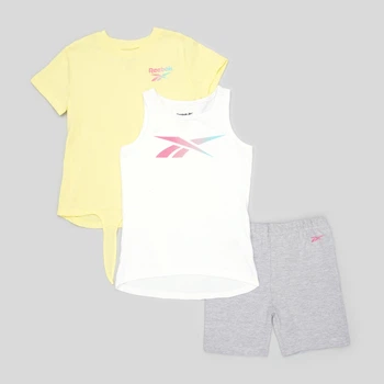 Дитячий комплект (футболка + майка + шорти) для дівчинки Reebok C4652RG (5) 110 см Elfin Yellow (196096245040)