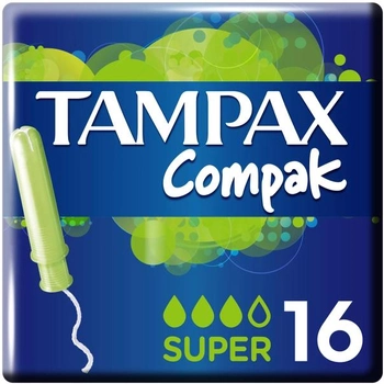 Тампони Tampax Compak Super Tampons з аплікатором 16 шт (4015400219743)