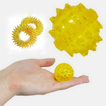 Массажный шарик медецинский Су Джок для интенсивного воздействия + 2 пружины, желтый