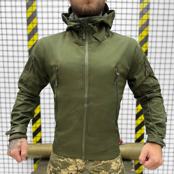 Чоловіча водонепроникна Куртка Softshell з Капюшоном та Вентиляційними блискавками олива розмір XL