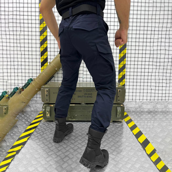 Мужские крепкие Брюки ГСЧС с Накладными карманами на липучках / Плотные Брюки рип-стоп синие размер 2XL