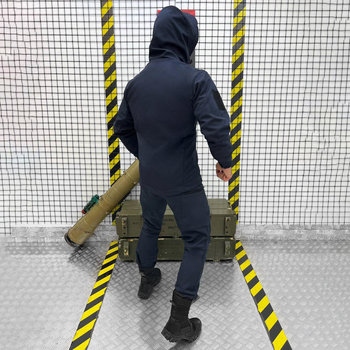 Мужской демисезонный Костюм Police Куртка + Брюки / Полевая форма Softshell синяя размер XL