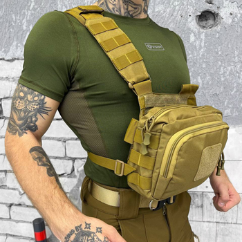 Нагрудная Сумка Frein с системой Molle / Вместительный однолямный Рюкзак Cordura койот 23,5х6х12 см