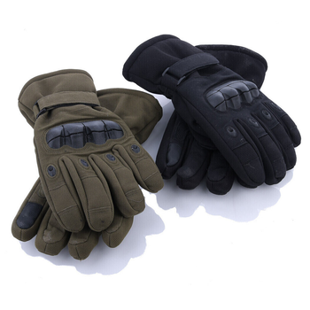 Плотные зимние перчатки на меху с антискользкими вставками черные размер универсальный