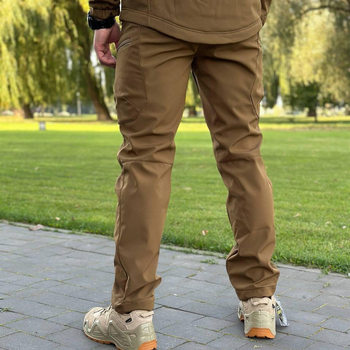Мужские Брюки на флисе койот / Утепленные брюки Soft Shell размер S