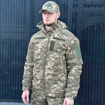Мужская Зимняя Куртка Soft shell на Флисе пиксель / Утепленная верхняя одежда размер XL