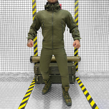 Чоловічий демісезонний Костюм Softshell Куртка + Штани / Польова форма із системою Вентиляції олива розмір XL