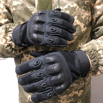 Плотные штурмовые перчатки с Мембраной и защитными Накладками черные размер L