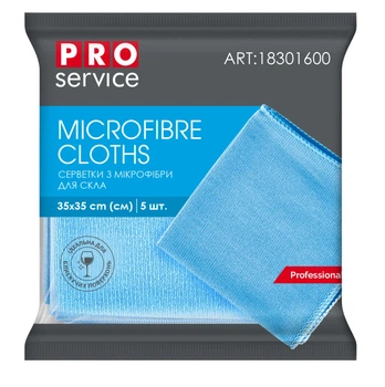 Салфетки PRO service из микрофибры для стекол Standard 5 шт синие (18301600)