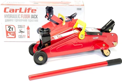 Домкрат гидравлический (подкатный) CarLife 2 т, 135-335 мм, 9 кг, карт,уп.