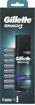 Набір змінні картриджі для гоління (леза) чоловічі Gillette Mach3 Extra Comfort 8 шт + піна для гоління (7702018610402)