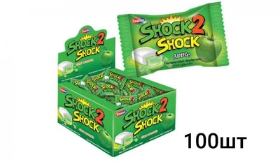 Жувальна резинка Shock2shock (з рідкою серединою з ароматом яблука) 100 шт/упаковка. Saadet