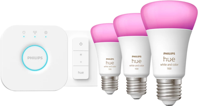 Zestaw startowy Philips HUE White and color ambiance 9W A60 E27 3 szt. + switch (8719514291355)