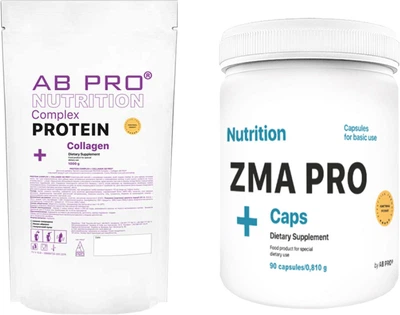 Набор AB PRO Protein Complex + Collagen порошок 1000 г + AB PRO ZMA Pro+ 90 капсул