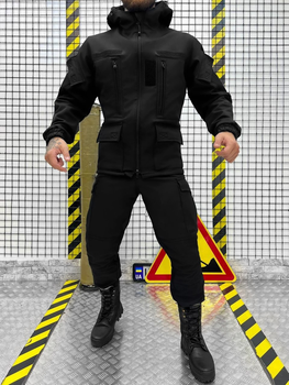 Тактичний теплий військовий комплект Leader ( Куртка + Штани ), Камуфляж: Чорний, Розмір: S