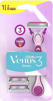 Станок для гоління Gillette Venus Simply Razor 3 з 8 змінними насадками (7702018605989)
