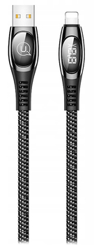 Плетений кабель Usams USB - Apple Lightning швидка зарядка зі світлодіодним дисплеєм 2 м Black (6958444981390)