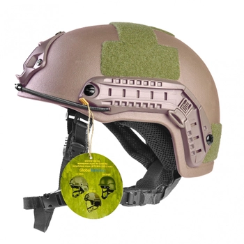 Шолом каска тактична Global Ballistics з системою Wendy FAST Future Assault Helmet NIJ IIIA Олива M-L в кольорі темний койот