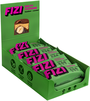Шоколадний батончик без глютену FIZI "Hazelnut + caramel" 45 г х 10 шт. Веган (4820262540016)