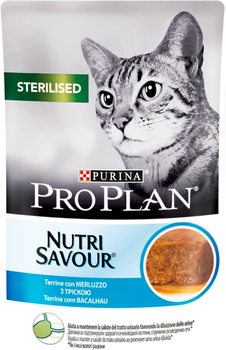 Мокрий корм для стерилізованих котів Purina Pro Plan Sterilised з тріскою 85 г (7613287575395)