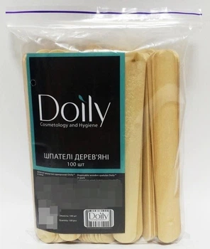Шпатель для депиляции и шугаринга Doily деревянный одноразовый косметологический 100 штук в упаковке