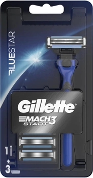 Станок для гоління Gillette Mach3 Bluestar із 3 змінними картриджами (7702018616541)