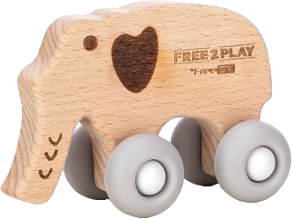 Деревянная игрушка FreeOn Free2Play на силиконовых колесах Слоник (3830075046255)