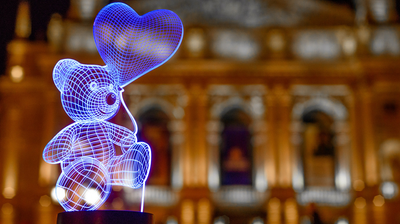 Змінна картинка для нічника-світильника 3D "Ведмедик з кулькою" 3DTOYSLAMP 000261756