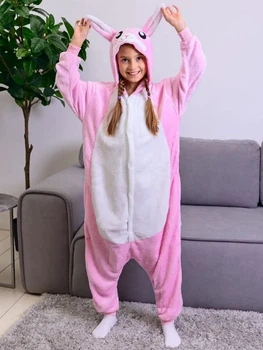 Піжама кігурумі Kigurumi Заєць Кролик для дівчаток Рожевий на зріст 100-110 см (204741)