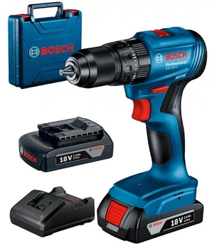 Аккумуляторная ударная дрель-шуруповерт Bosch Professional GSB 185-LI с 2 акб GBA 18V 2.0Ah, з/у GAL 18V-20 в кейсе (06019K3100)