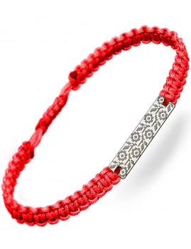Серебряный браслет шамбала плетеный Family Tree Jewelry Line Вышиванка красная «Киев» регулируеться