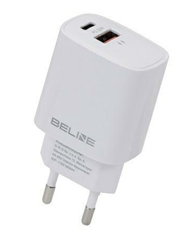 Мережевий зарядний пристрій Beline 20 W USB Type-C + USB-A PD 3.0 + QC 3.0 White (5905359813316)