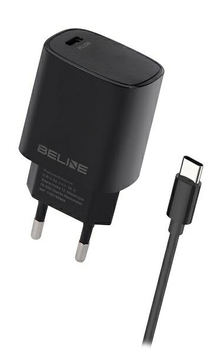 Мережевий зарядний пристрій Beline 1 x USB Type-C 20 W + кабель USB Type-C PD 3.0 Black (5905359813347)