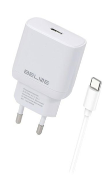Ładowarka sieciowa Beline 25 W 1 x USB Type-C + kabel USB Type-C PD 3.0 GaN Biała (5905359813392)