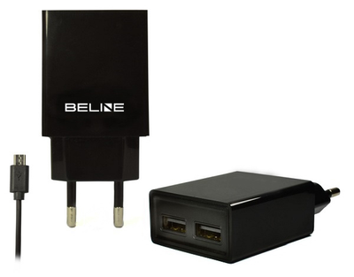 Ładowarka sieciowa Beline 2 x USB + micro-USB 2 A Czarna (5900168331273)