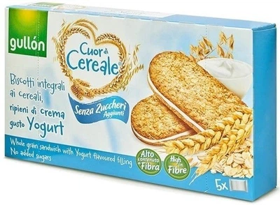 Печенье-сэндвич без сахара злаковое с йогуртовым кремом Cuor di Cereale Gullon 220гр (5х44г)