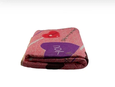 Электроодеяло односпальное Electric Blanket 7421 сердце разноцветное на розовом фоне 150х180 см