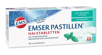 Солевые пастилки при боли в горле Emser Pastillen с ментолом 30 шт