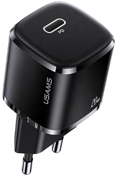 Мережевий зарядний пристрій Usams US-CC124 T36 USB-C mini 20W PD 3.0 Fast Charging Black (6958444929637)
