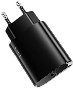 Мережевий зарядний пристрій Usams US-CC131 T39 USB-C 20W PD 3.0 Fast Charging Black (6958444935591)