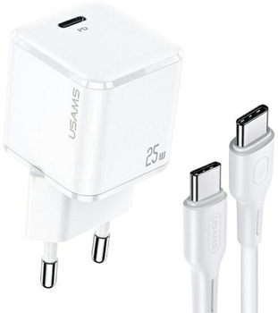 Ładowarka sieciowa US-CC140 T42 Usams USB-C mini 25W Super SI PD3.0 Fast Charging biała (6958444973081)