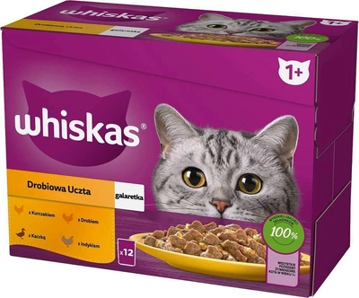 Mokra karma dla kotów Whiskas drobiowa uczta karma w galaretce dla kota 12 x 85 g (8410136025723)