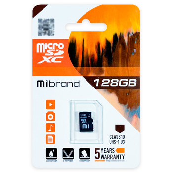 Карта памяти 128Gb microSDXC (UHS-1 U3) Mibrand class 10 KT-FF