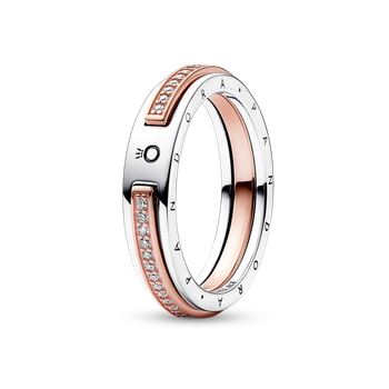 Серебряное кольцо двухцветная с паве 182773C01 60
