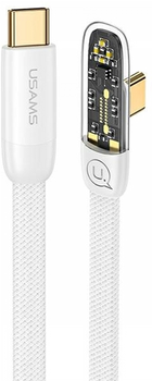 Kabel kątowy Usams Iceflake Series Fast Charging PD USB Type-C - USB Type-C 100 W 2 m Biały (6958444902449)