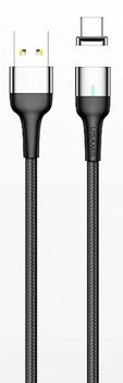 Kabel magnetyczny Usams U28 Fast Charge USB - Type-C 2 A / Type-C 3 A 1 m pleciony Szary (6958444965994)